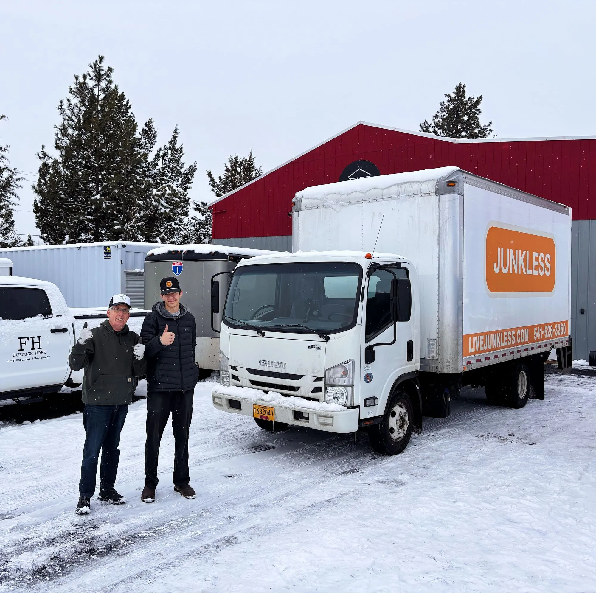 Local moving service unloading at a new Bend, Oregon home